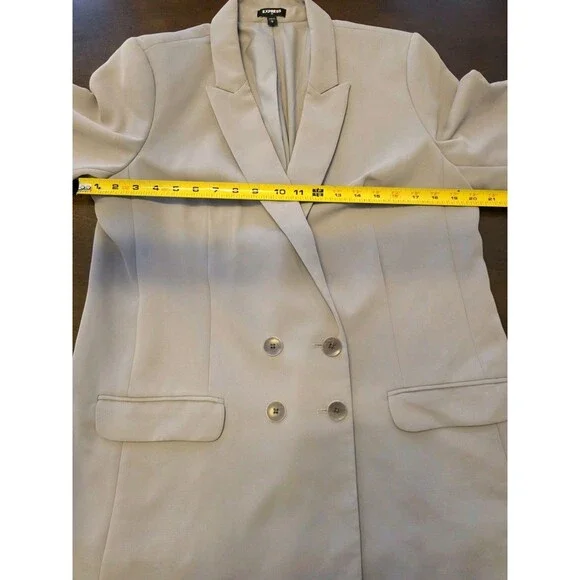Express Double Breasted Blazer Jacket Large Gray Like New Career Suit - Picture 4 of 7